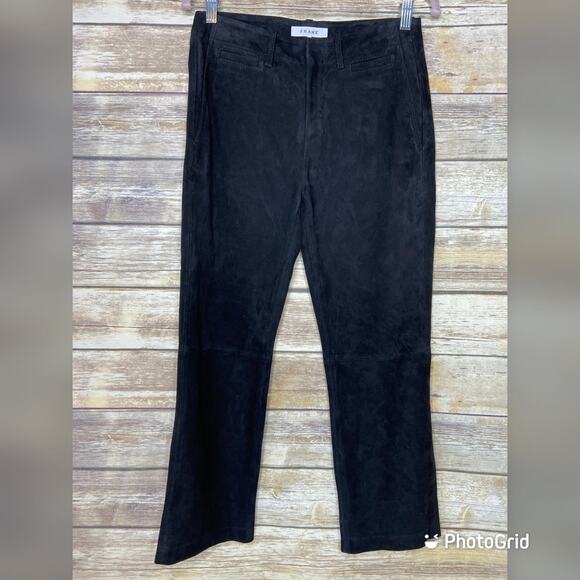 Frame Easy lamb suede pants black cropped  women's Size XXS - Picture 2 of 9